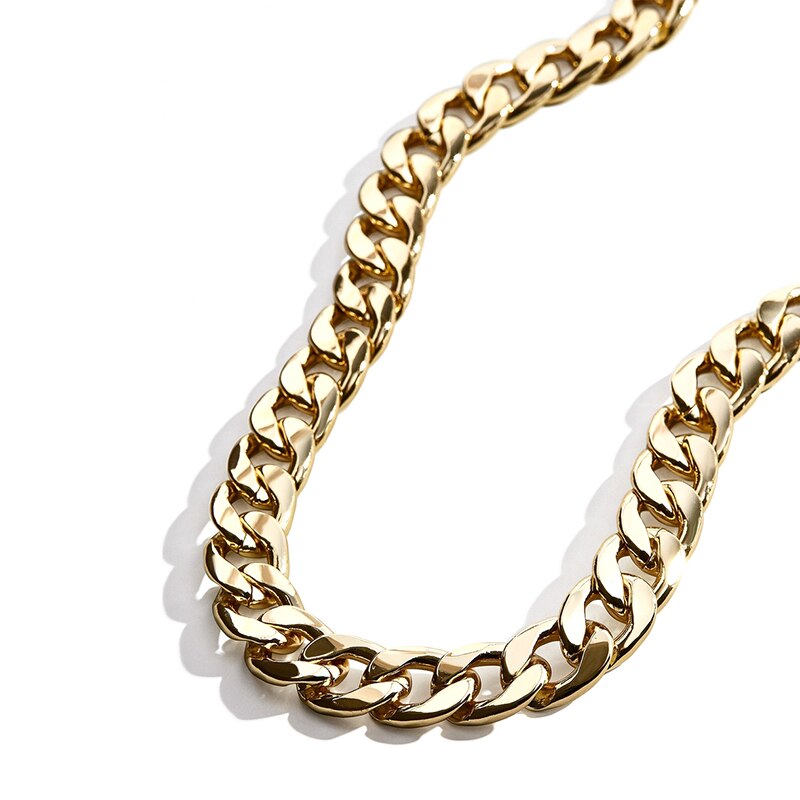 Trendy Punk Gold Color Beaded Choker Necklaces for Women Party Metal Chains Statement Necklace Hip Hop Jewelry