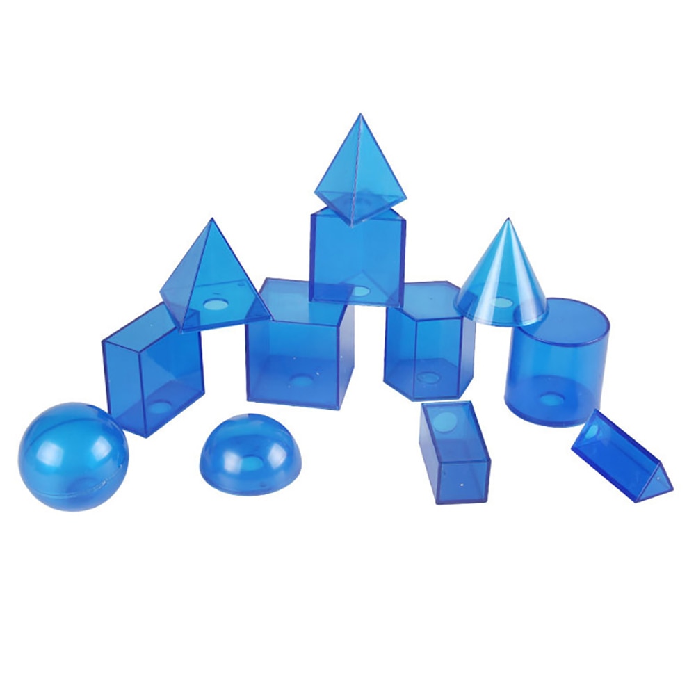 12 unids/set estudiantes niños Sólidos geométricos modelo transparente 3D Sólidos geométricos modelo desmontable material didáctico