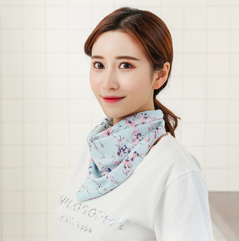Lente Zomer Masker Zonnebrandcrème Plus Bloemen Maskers Outdoor Vrouwen Stofdicht Hals Bescherming Riding Zijden Sjaal Maskers