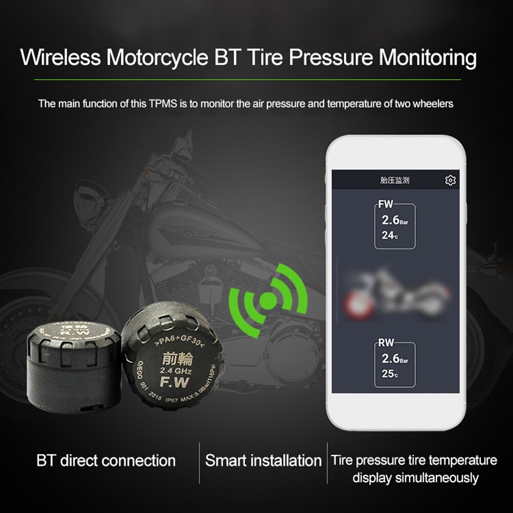 Motorcycle Tire Pressure Monitor Wireless Phone APP Detection