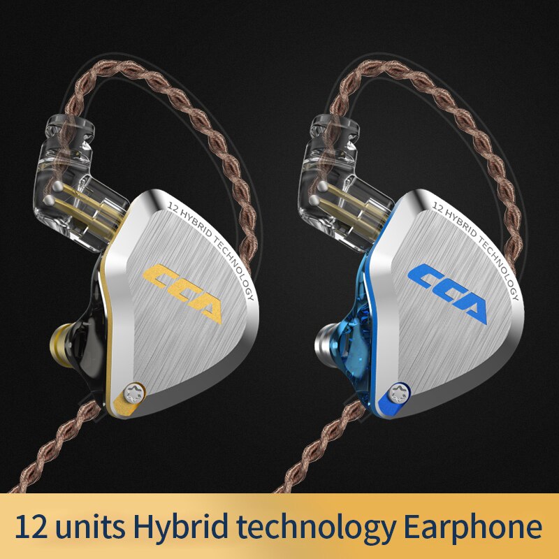 Cca C12 Metalen Headset 5BA + 1DD Hybrid 12 Eenheden Hifi Bass Oordopjes Noise Cancelling Koptelefoon In Ear Monitor Oortelefoon kz Zsx Zax