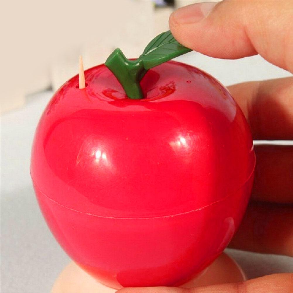 Portable Mini Apple Fruit Automatic Toothpick Holder Container Wheat Straw Household Table Toothpick Storage Box Toothpi: Default Title