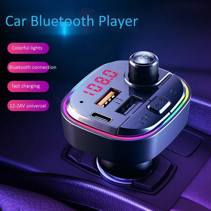 Fm-zender Auto Bluetooth MP3 Speler O Ontvanger Bluetooth Fm-zender Usb Autolader Omgevingslicht