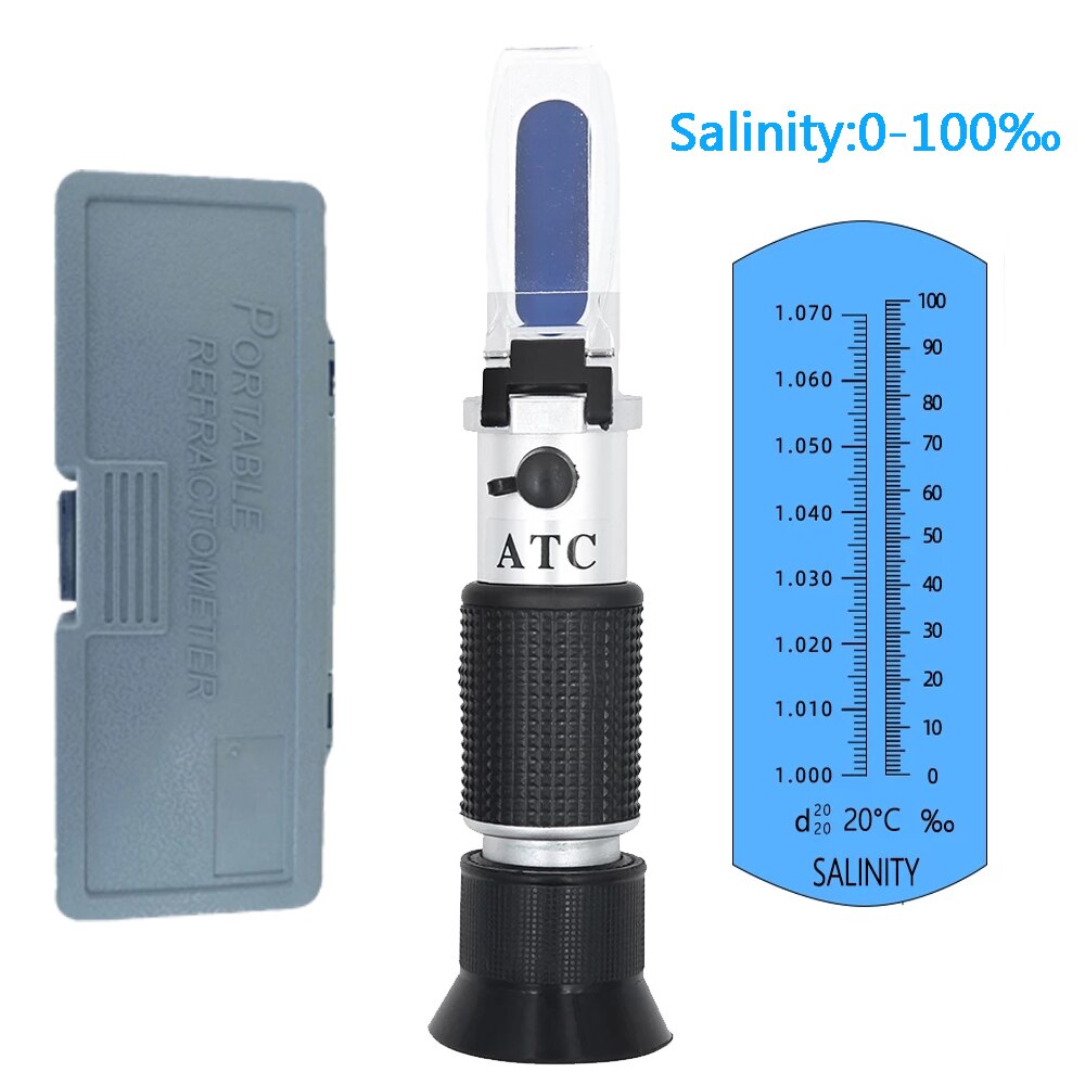 0~10% Salinometer 0-28% Hand Held Salinity Refractometer Salt Water Concentration Tester Saltwater Refractometers For Aquarium: Type1  With Box