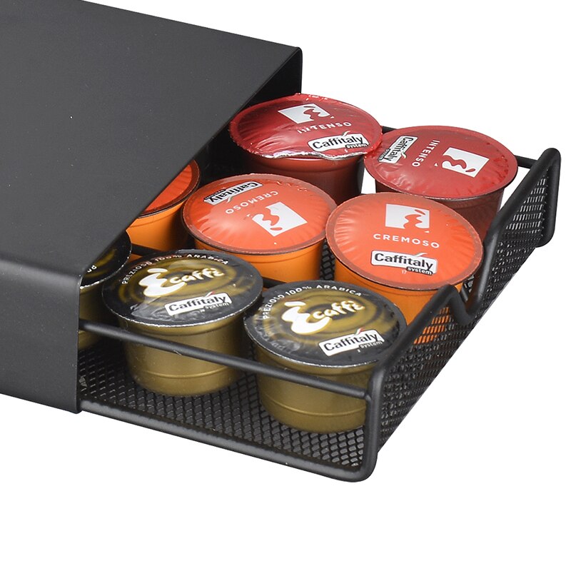 Praktisk kaffe kapsel arrangør kaffe kapsel stativ skuffer holder til dolce velbehag / lavazza / nespresso kaffe kapsler hyller