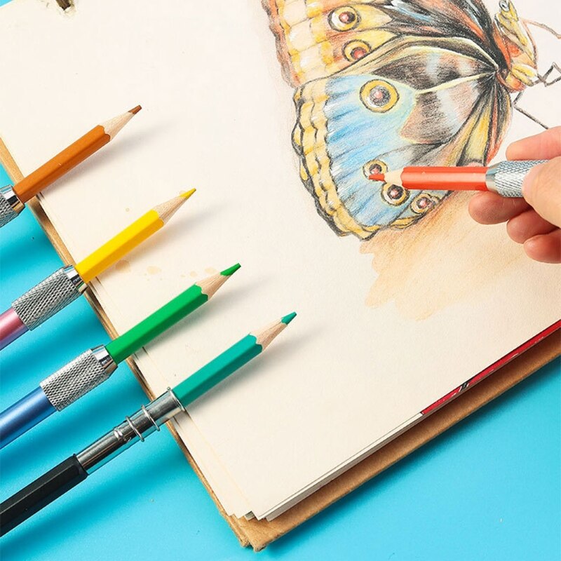 Alargador de lápices de colores surtidos, soporte extensor de lápiz para lápices en tamaño Regular, soportes ligeros de una sola cabeza