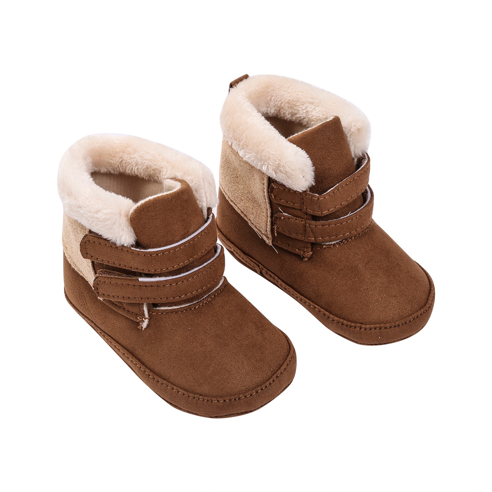 Emmababy Baby Katoen Laarzen Met Antislip Bodem Dikke Warme Zachte Zool Pluche Voering Voor Jongens/Meisjes: Brown / 0-6 Months