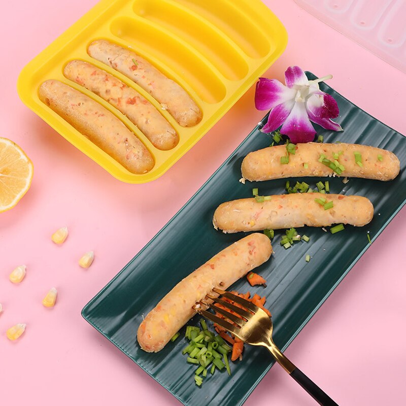 6 Grid Silicone Sausage Mold Reusable Dog Makers Handmade Ham DIY Sausage Mould Home Kitchen Baking Tools Sausage Molds