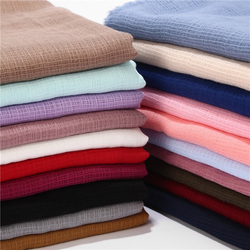 Solid maxi plaid hijab tørklæde sjaler muslimske tørklæder blød bomuld hijab pashmina wraps pandebånd tørklæder stor størrelse 180*90cm