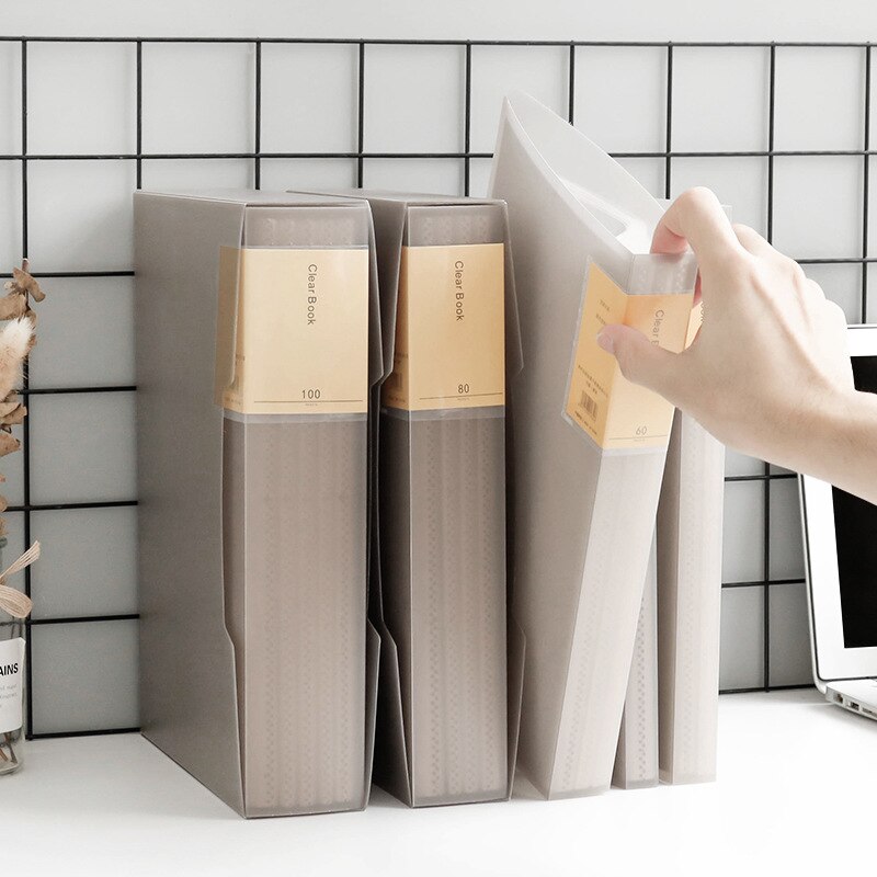 A4 Gray Information Book Examination Paper Folder Finishing Transparent Insert Multi-layered File Book Classification Collection