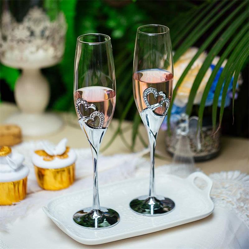 Gold Crystal Champagne Glas Bruiloft Roosteren Fluiten Drink Cup Party Huwelijk Wijn Decoratie Cups Voor Partijen 2 Stks/set