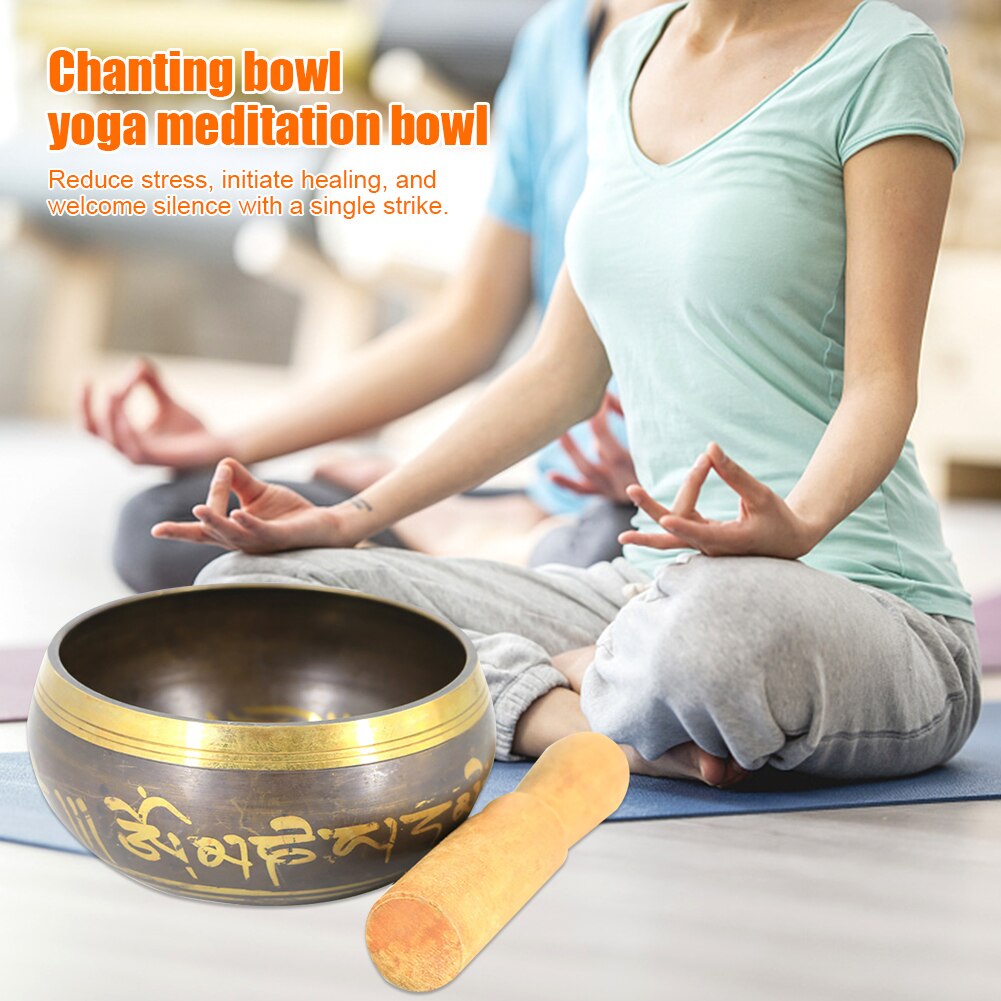 Tibetan Singing Bowl Set Yoga With Cushion Stick Portable Hand Hammered Home Mindfulness Easy Play Holistic Healing Buddhist