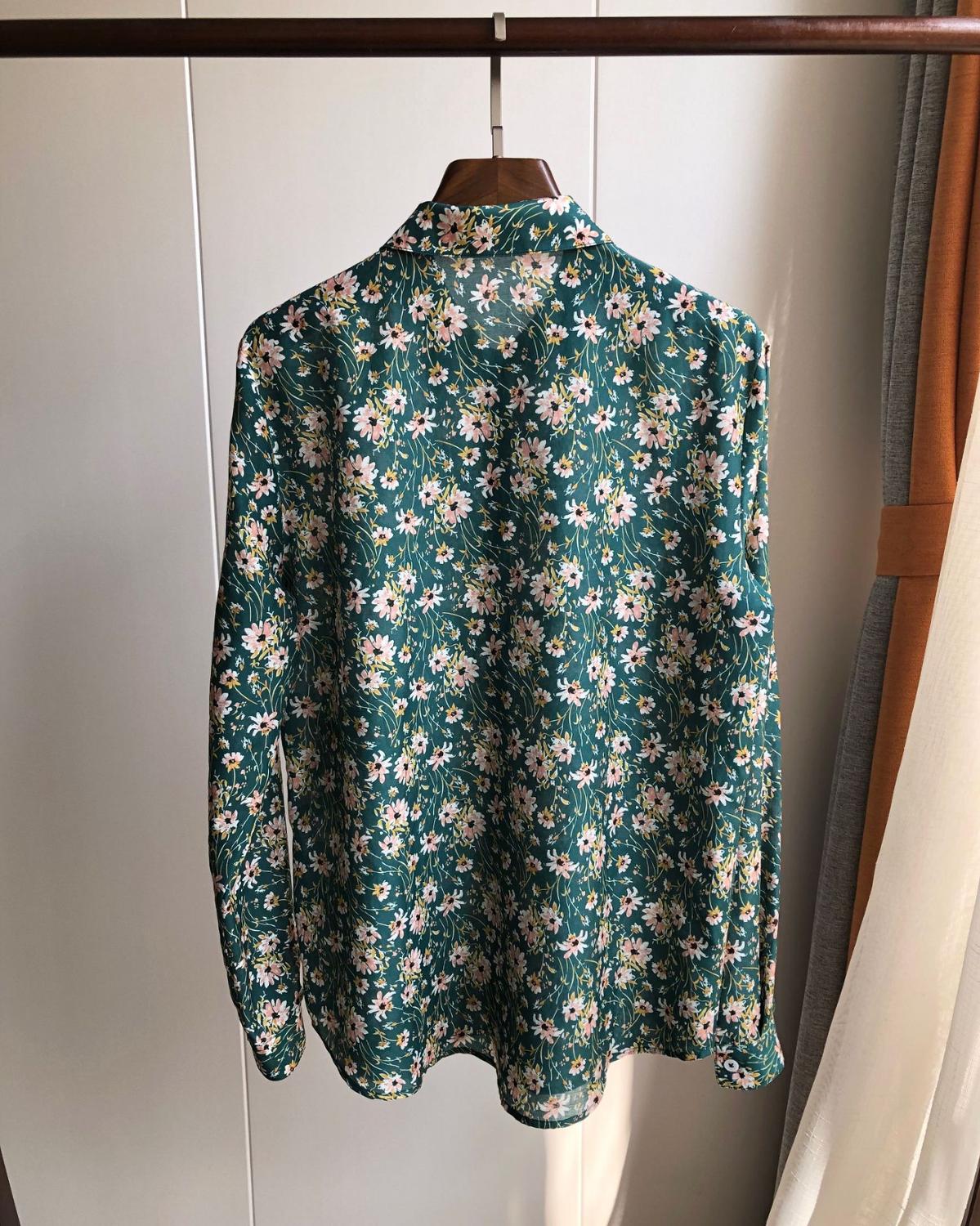 Petrol Green Shirt With Raised Rose Details
