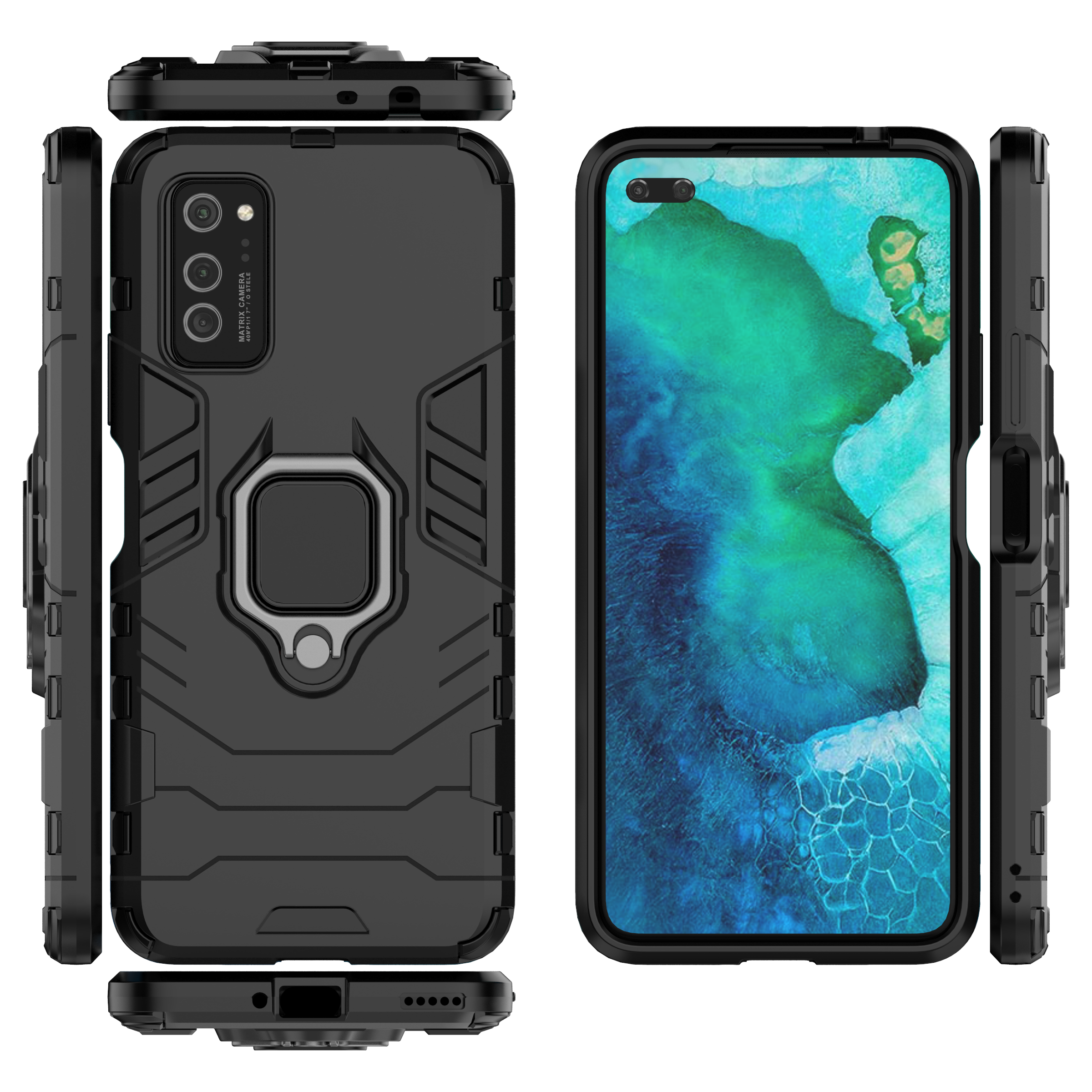 Funda de armadura a prueba de golpes para Honor Play, 9A, 8A, 6T, 5T, 4, 4T, 3, 3E Lite, V40, V30, V20, V10 Pro, 4G, 5G, soporte de anillo de Metal