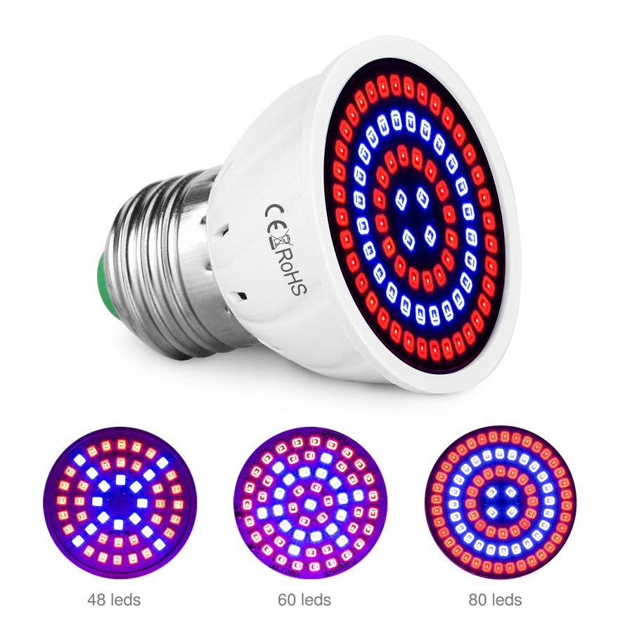 Luz LED de cultivo, luz de crecimiento hidropónico E27, bombilla Led de cultivo de espectro completo de 220V, lámpara UV para plantas, plántulas de flores,
