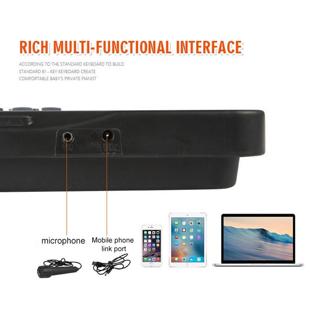 61 Keys Digital Piano Keyboard Electronic Organ with Microphone Electric Piano Kid Children Talents Kids Musical Instrument