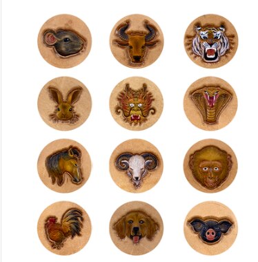 Läder verktyg mässing utskriftsverktyg bild stämpel zodiac