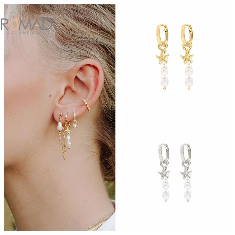 Ohrringe mit seesternanhänger aus römischer perle, 925 sterling silber hochzeitsschmuck ohrringe accessoires oorbellen