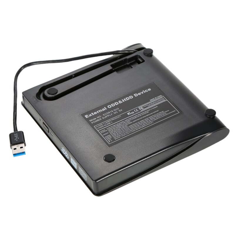 Ultra delgado portátil USB 3,0 SATA 9,5mm disco óptico externo caja de la unidad para PC Laptop Notebook