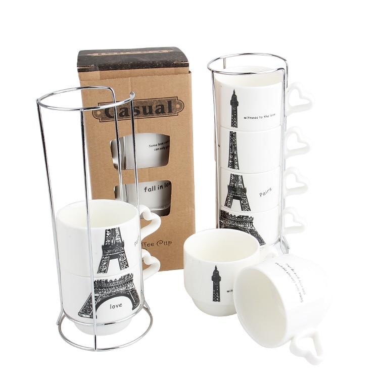 Parijs Eiffeltoren Overdrijft 4 In 1 Koffie Thee Cup Set Overlap Cups