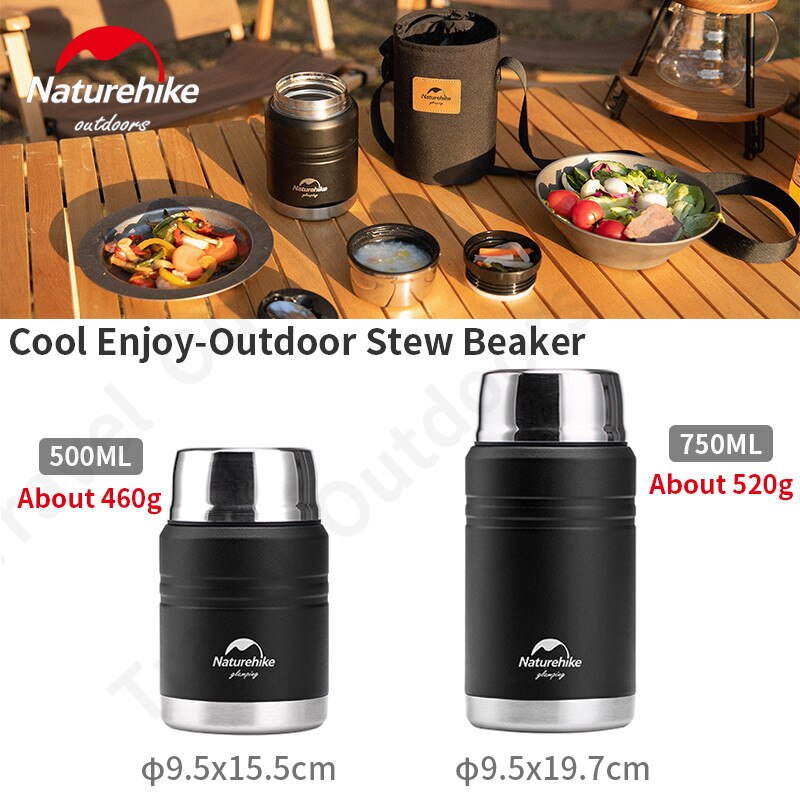 Naturehike Ultraleicht Picknick Tasse 500ml/750ml Tragbare draussen Reise Eintopf Becher warm Halten 8H Kochen Nudeln mit Löffel