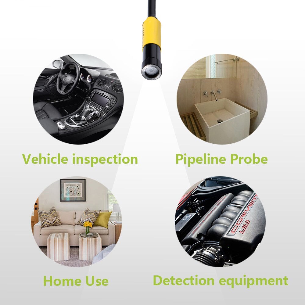 5.5mm Lens Endoscope Camera 1m/5m/10m/15m/20m Length 12V Mini NTSC Waterproof Inspection Borescope Cam Snake Pipe