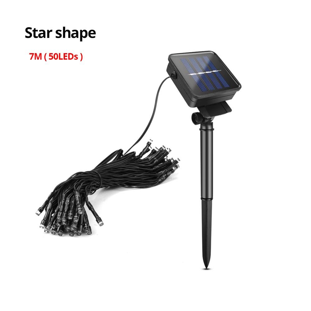 Fée lumières solaires lampes de pelouse étanche en plein air chaîne solaire lumières boule de cristal arbre de noël décoration de jardin pour les: 7M Star String / Warm White