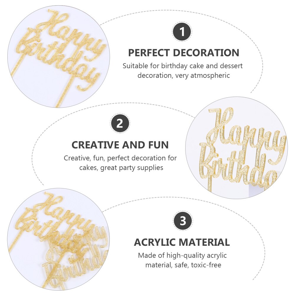 2pcs Acrylic Birthday Cake Topper Cake Decorations