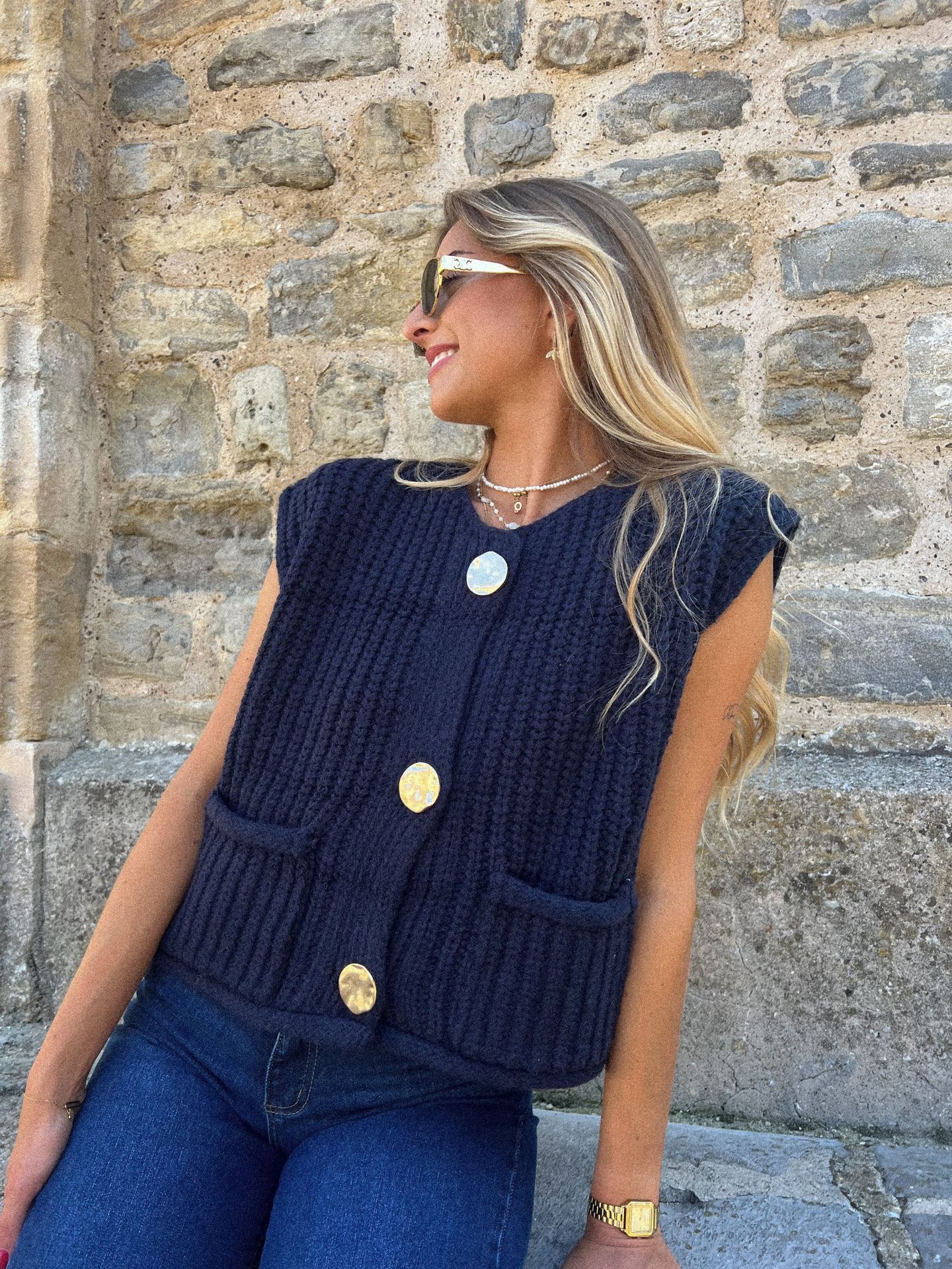 Efterårs cropped sweater dameveste rød ensfarvet løs afslappet sweatervest kabelstrikket sweatervest til kvinder toppe med lommer