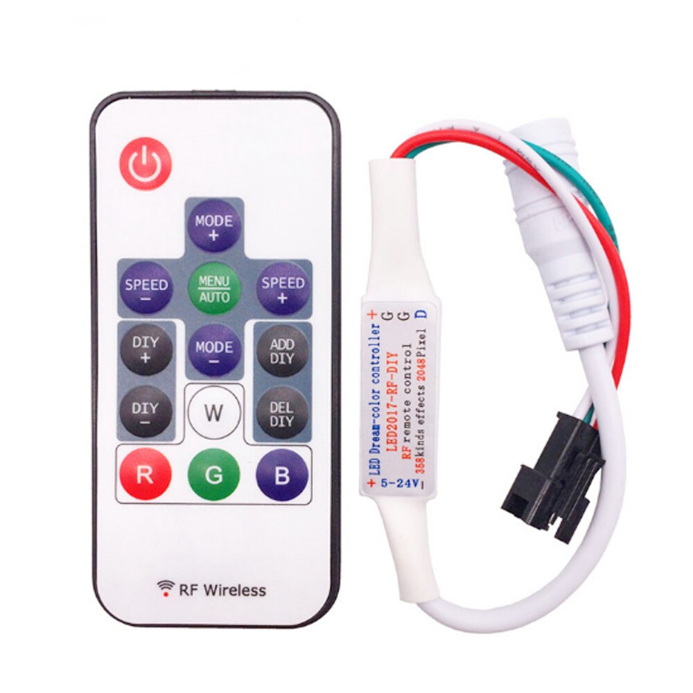 WS2812B WS2811 Led Strip Controller Music Wifi Bluetooth Led Controller SP108E SP107E SP106E SP105E SP110E 14/17/21 Keys DC5-24V: 14key black