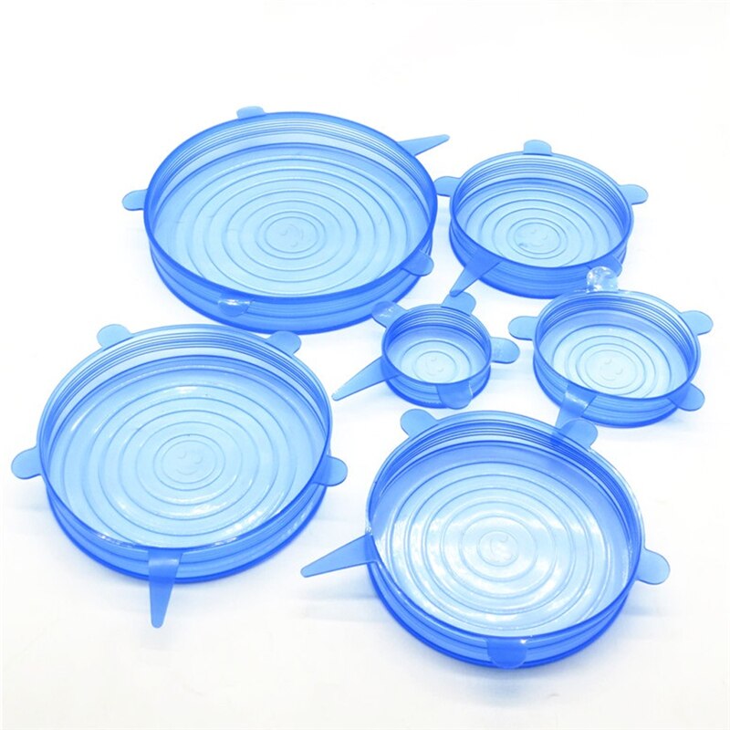 Silicone Cover Stretch Lids Reusable Airtight Food Wrap Covers Keeping Fresh Seal Bowl Stretchy Wrap Cover Kitchen Cookware 6pcs