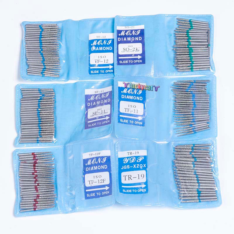 Bola redonda de diamante serie TF, 50 unids/bolsa, fresas dentales de diámetro para pieza de mano Dental de alta velocidad