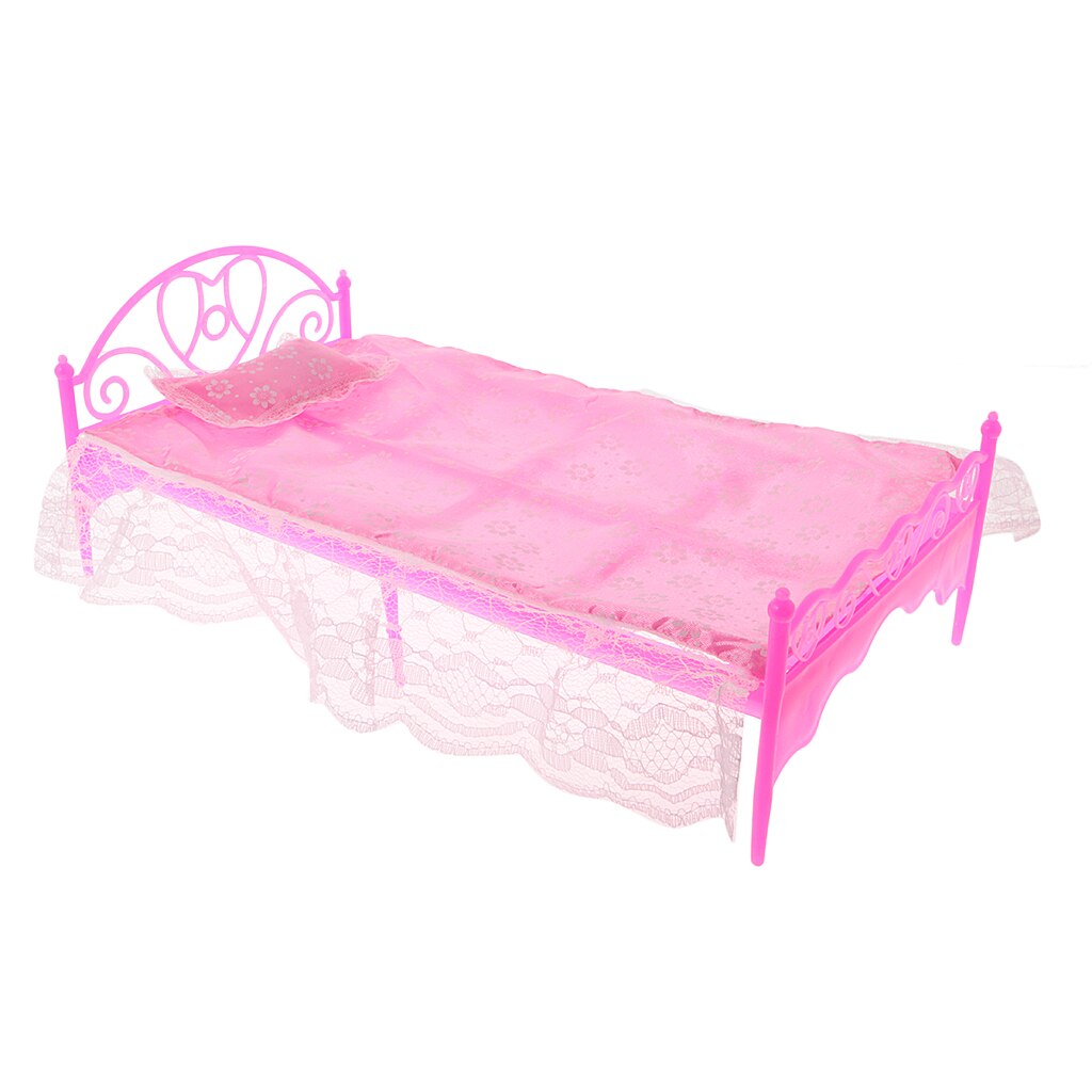 Di modo 1:6 Bilancia Dollhouse Letto Della Principessa del Merletto Cuscino Set di Mobili per la Sorella Bambole Accessori Camera Da Letto Mobili