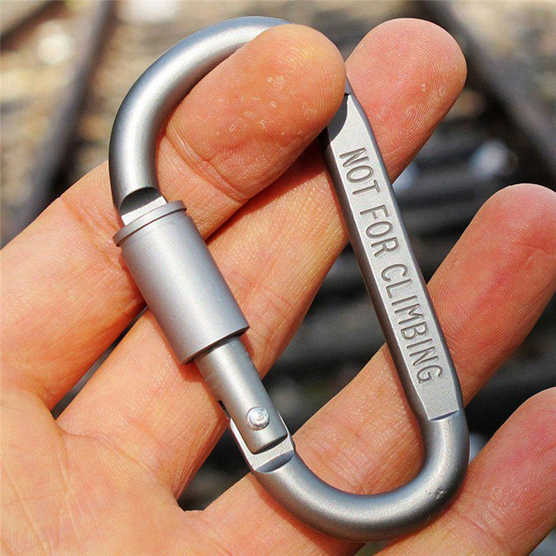 1set = 6 Uds de aleación de aluminio de la audaz tuerca larga hebilla mosquetón No 8 D-Tipo de llavero mosquetón con tornillo de bloqueo para acampar y pescar