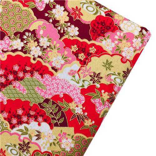 Mantel para coser DIY, colchas hechas a mano, decoración de algodón para el hogar, estampado reactivo de satén, estilo bronce, flor de ciruela, tela de gatos: 45x45cm 1pc / NO.12