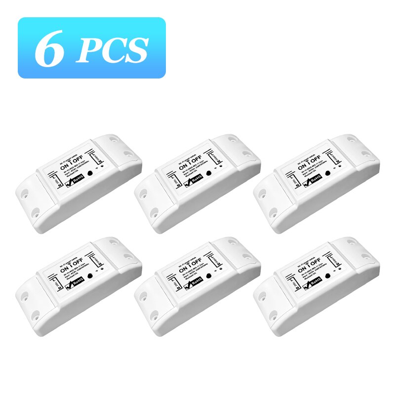 Wifi DIY Smart Switch Remote Controller Timer 90-250V Smart Home Tuya Smartlife APP Control Work with Alexa Google Home Outlets: 6pcs