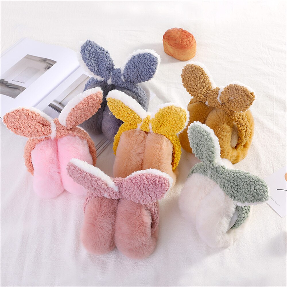 Lovely Winter Warm Bunny Ear Warmers Glitter Ears Plush Earmuffs For Women Playful Girls Ear Muffs Cold Protection Warm