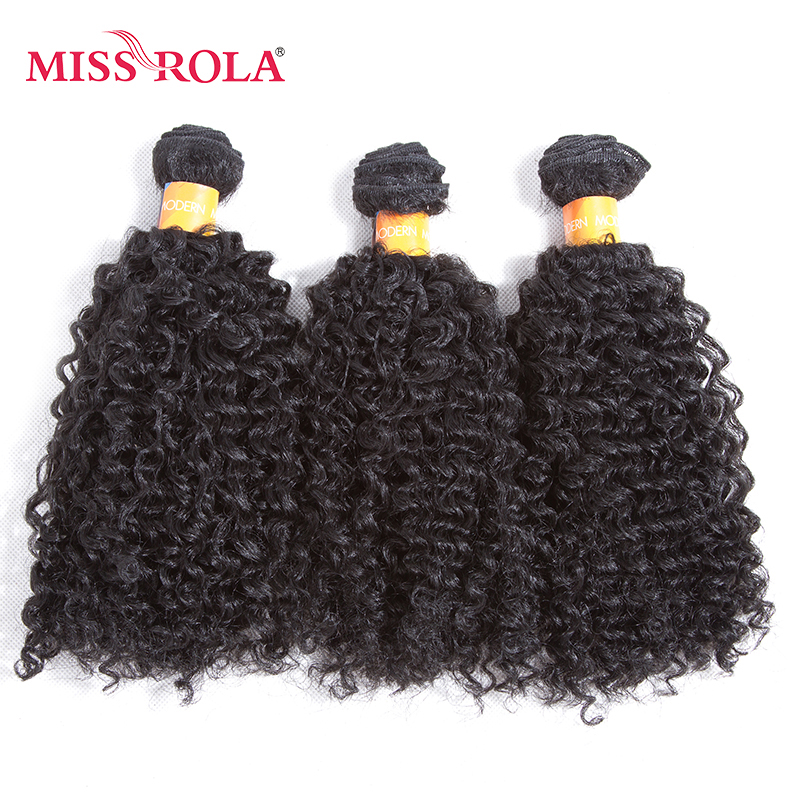 Miss Rola, extensiones de cabello sintético rizado 1B n. ° 9,5 "pulgadas, 6 unidades por paquete, mechones ondulados Kanekalon, ofertas, máquina cosida, doble trama