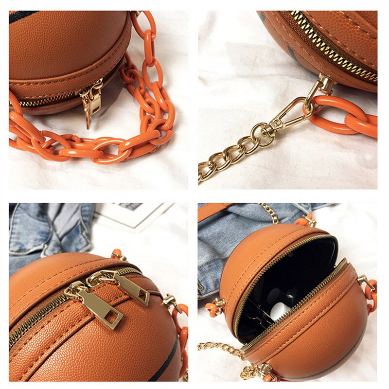 Football Bag Basketball Bag Personality Funny Small Round Bag Handbags For Women Shoulder Bag Leather Messenger Bag