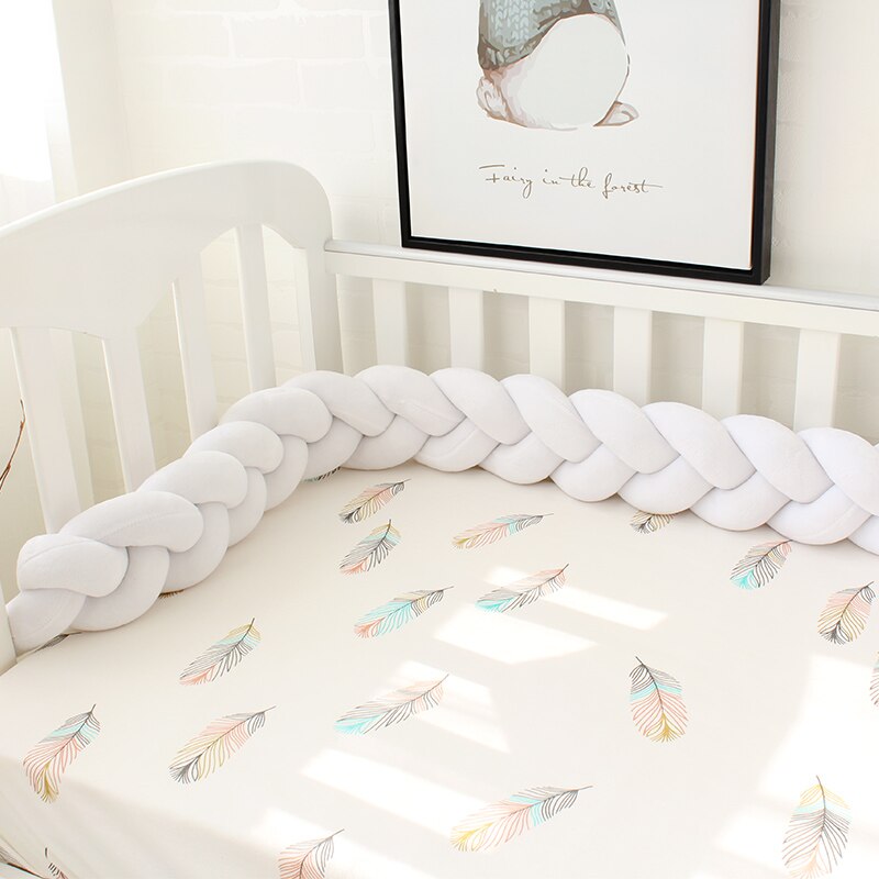 200 cm Lengte Baby Bed Bumper Pure Kleur Weven Pluche Babybedje Protector Voor Pasgeborenen Baby Kamer Decoratie