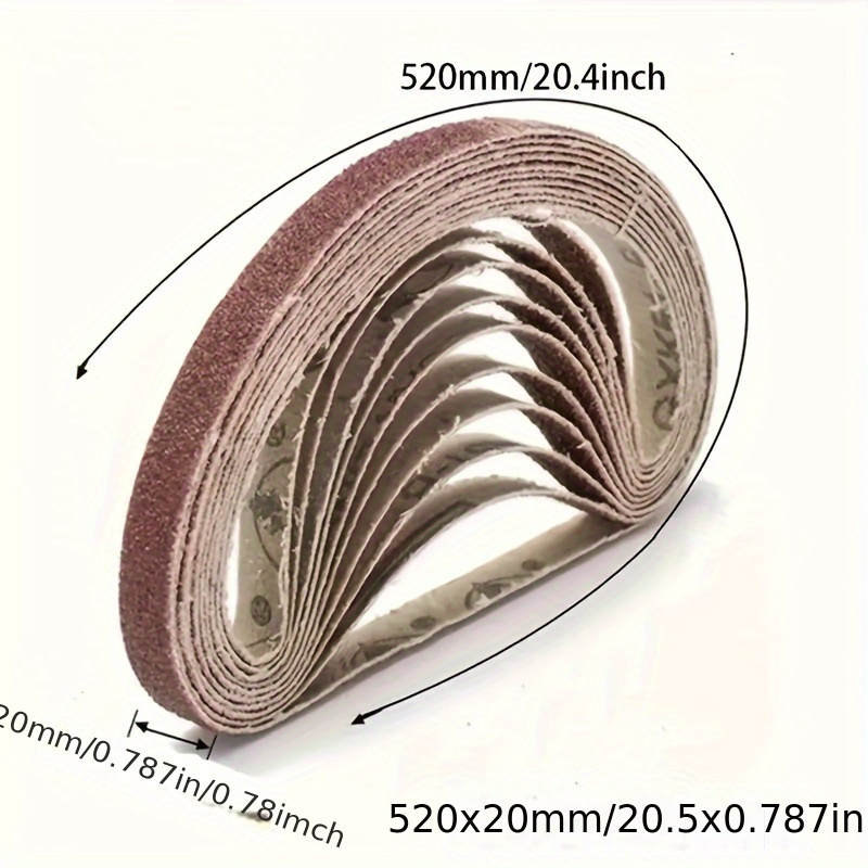 520x20mm 10 stuks 60/100/240/320/800 # Kleine mini-bandschuurmachine voor het slijpen van roestvrij staal, polijsten, roestverwijdering, schuurdoek