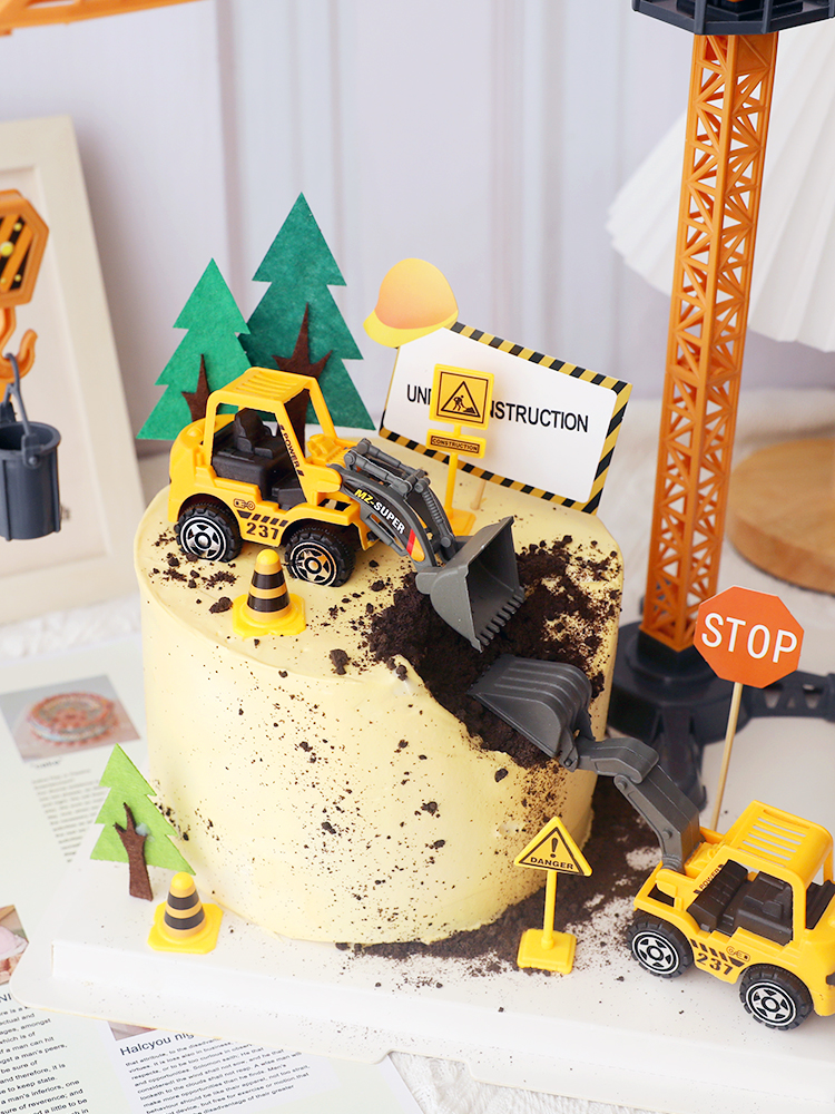 Grote Kraan Tractor Bouw Verjaardag Cake Decor Topper Auto Party Bouw Party Een Jaar Verjaardag Jongen 1st Baby Shower