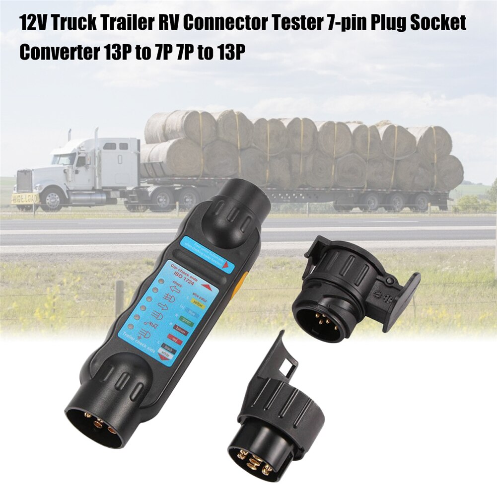 12V Truck Trailer RV Connector Tester Towing Lights Plug Socket Converter 13P To 7P 7P To 13P