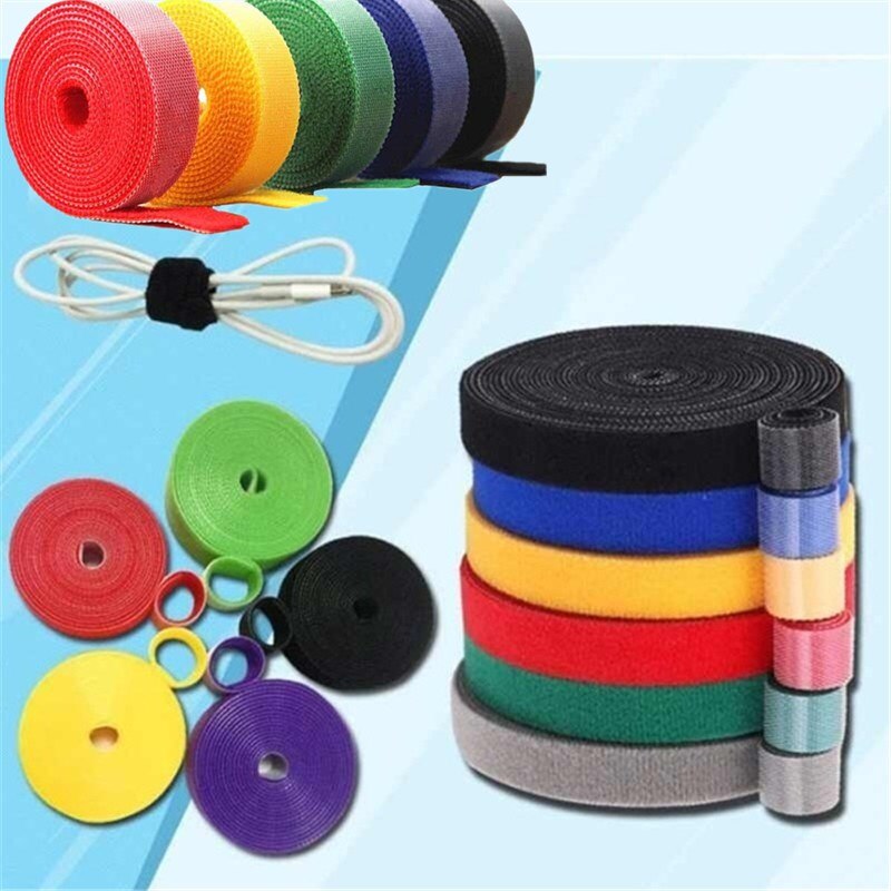 Cable Ties Roll Double-sided Tape Holder Fastening Tape By Hook &amp; Loop Nylon Strap for Computer Electronic Cord Power Wire