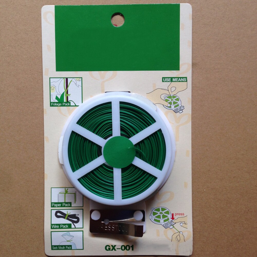 50m Tuin Tie Wire Cable Reel Met Cutter Groene Reel PVC Gecoat Plant Ondersteuning Flexibele