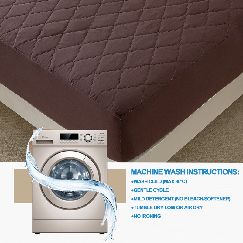Waterproof Mattress Protector - Hypoallergenic Mattress Cover, Soft & Noiseless, Waterproof Bed Sheet, Anti-Slip Washable,Coffee