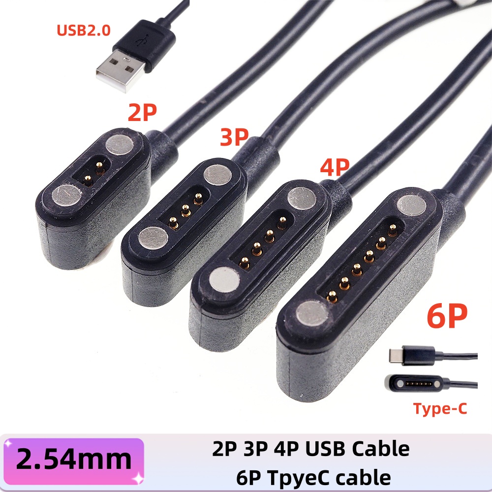 2Pcs 2 3 4 5 6Pin DC 2.54mm Magnetic Pogo Pin Connector Male Female 2A Waterproof High Current Spring Loaded Power Socket: Silver / 6p