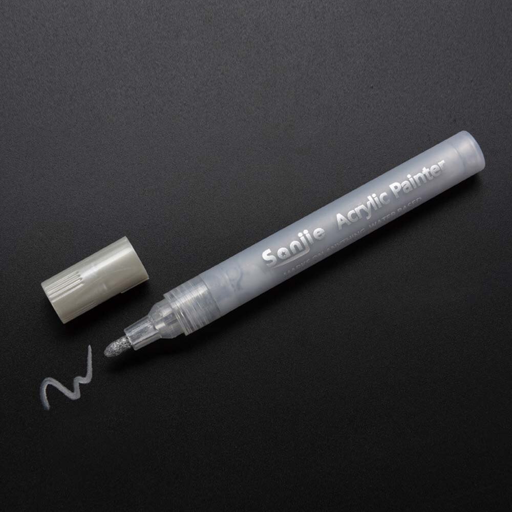 12 Colors Permanent Acrylic Paint Marker Pens For Ceramic Rock Glass Wood Fabric Canvas DIY Painting Office School Supplies: silver
