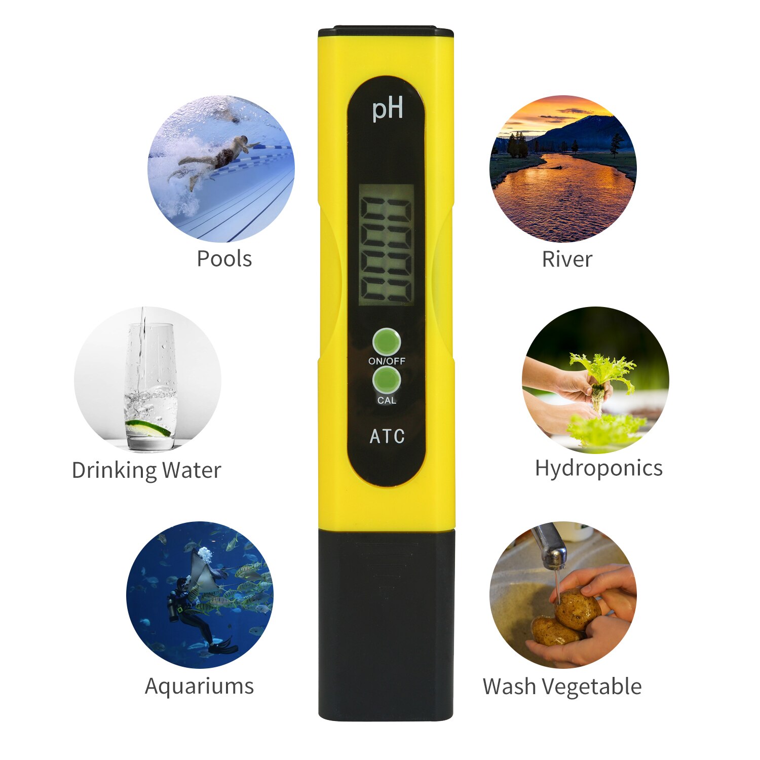 Digital vand test pen lcd display vand ph meter med atc til husholdnings drikkevand akvarier svømmebassiner spa