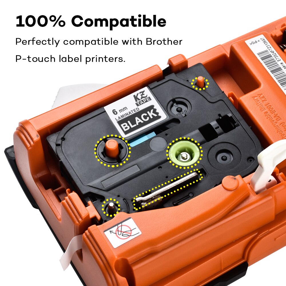 6 Mm Wit Op Zwart Tze-315 Compatibel Brother P-Touch Printers Tz315 Tz-315 Tz Tze315 Label Tape Lint Voor ptouch Label Maker